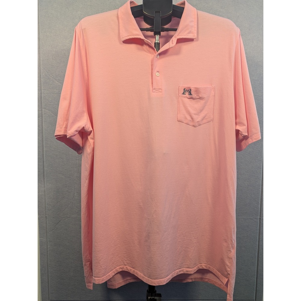 B. Draddy‎ Polo Shirt Mens XL Pink Pima Cotton Stretch Golf Pocket Excellent